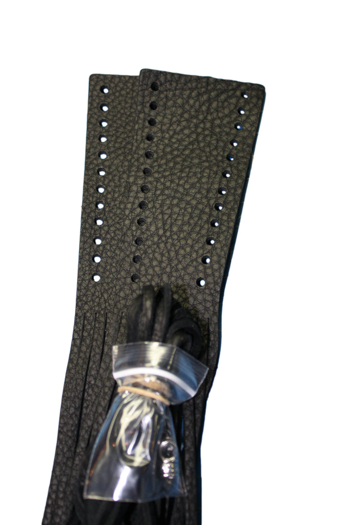 Motorcycle Brake Lever Covers With Long Fringe Tassels – Black PU Leather, 12" Length