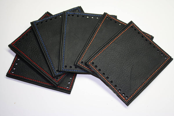 Leather Harley Davidson Grip Covers Black Deluxe Padded Set with Color Stitching For Heated Grips